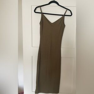 Dynamite olive green ribbed midi dress